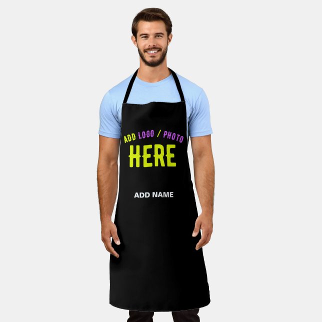 DELANTAL PERSONALIZABLE MODERNO ESTILO NEGRO VERIFICADO MAR (Gastado)