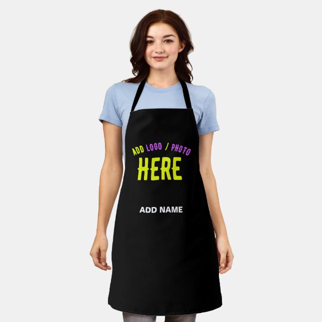 DELANTAL PERSONALIZABLE MODERNO ESTILO NEGRO VERIFICADO MAR (Gastado)