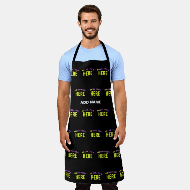 DELANTAL PERSONALIZABLE MODERNO ESTILO NEGRO VERIFICADO MAR (Gastado)