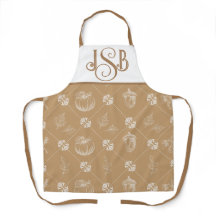 Personalizable otoñal Monograma Apron - Camello
