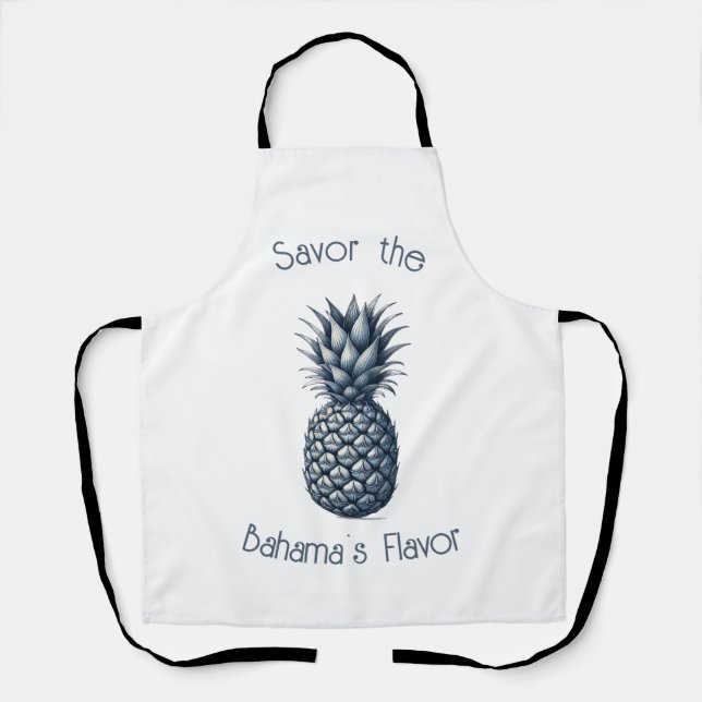 Delantal Personalizable Piña Azul Tropical (Anverso)