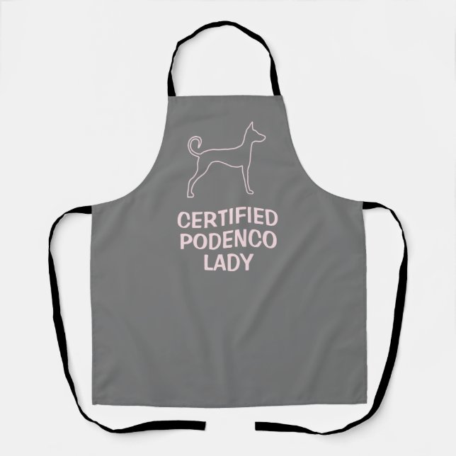 Delantal Personalizable Podenco Perro Silueta Rosa (Anverso)