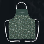 Delantal Personalización elegante botánica moderna y verde<br><div class="desc">Guión verde follaje moderno mínimo personalizado delantal personalizado. El eucalipto pintado a mano,  el follaje mínimo y la moderna cortina rústica de mimbre le dan un toque de lujo a este diseño. En verdes,  marrones,  negros,  salados verdes y grises.</div>