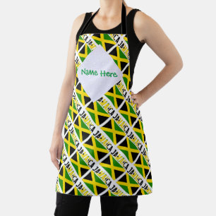 Delantal Personalización verde de la bandera de Jamaica en 