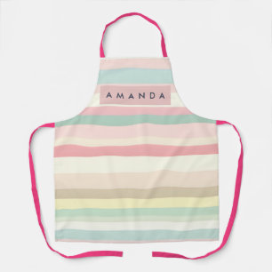 Delantal Personalizada Elegante Franja de Macarón Pastel
