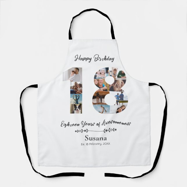 Delantal Personalizado 18º Apron con Collage de fotos (Anverso)