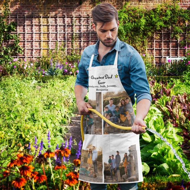 Delantal Personalizado 4 Foto: El mayor papá jamás padre (Custom 4 Photo Greatest Dad Ever Father's Day Long Apron)