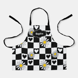 Delantal Personalizado a Cuadros Negro y Blanco