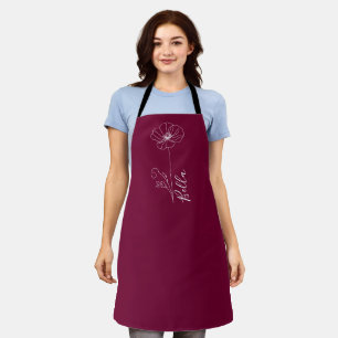 Delantal Personalizado Agosto Poppy Nacimiento Regalo de Fl