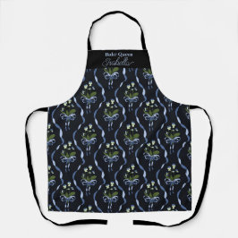 Delantal Personalizado Bake Queen Name Floral Ribbon Apron