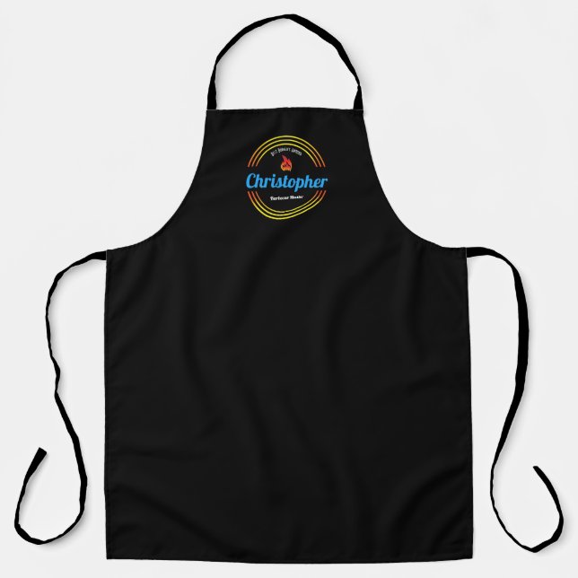 Delantal Personalizado Barbacoa BBQ Monograma Nombre (Anverso)