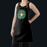Delantal Personalizado barista aprons para café cafetería o<br><div class="desc">Personalizado barista aprons para cafetería, cafetería, restaurante, pub o bar. Aparatos de cocina personalizados para hombres y mujeres. Logo de la empresa redonda verde y marrón con icono de café y café. Diseño lindo para propietario de café, empleados, personal, personal, compañeros de trabajo, jefe, papá, tío de mamá, abuelo, amigo,...</div>