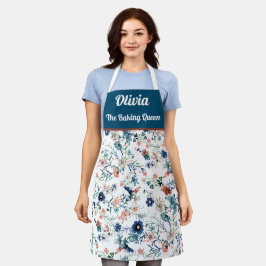 Delantal Personalizado bellas flores acuarela patrón delant