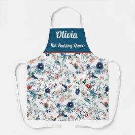 Delantal Personalizado bellas flores acuarela patrón delant