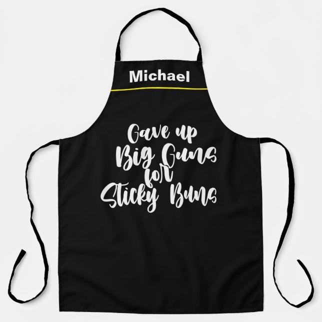 Delantal Personalizado Black Chef Name Personalized Big Gun (Anverso)