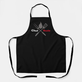 Delantal Personalizado Black Chef Name Personalized Mens Wo