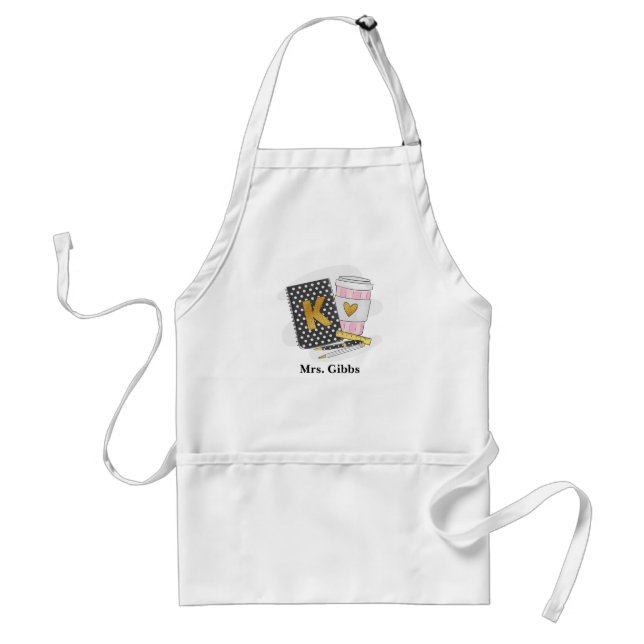 Delantal Personalizado Black Kindergarten Teacher Art Bakin (Frente)
