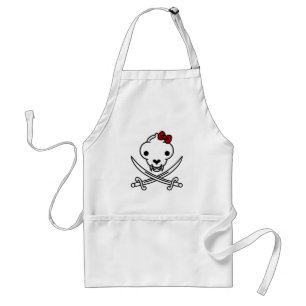 Delantal Personalizado Black White Jolly Kitty Pirate Skull