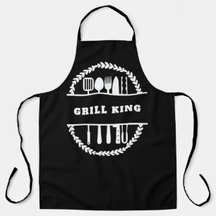 Delantal Personalizado Blanco Y Negro Cocinando Texto Papá