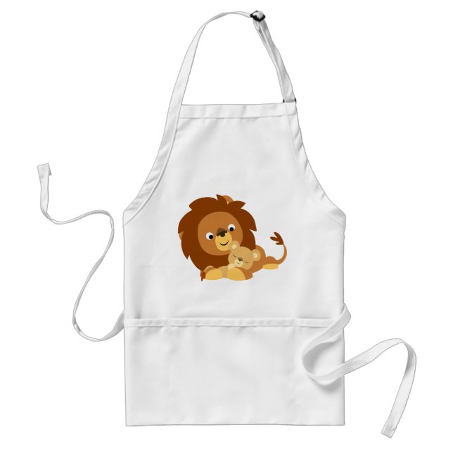 Delantal Personalizado cariñoso León papá y Cub Apron (Frente)