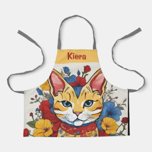Delantal Personalizado Cat Floral Apron Chicas personalizad