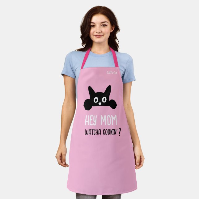 Delantal Personalizado Cat Mom Aprons, Graciosa Impresión p (Gastado)