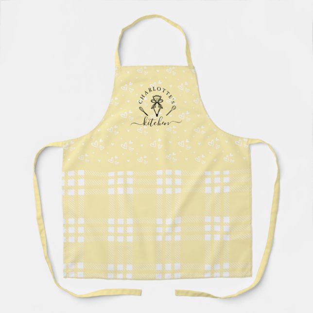 Delantal Personalizado Cocina de yeso amarillo con bolsita  (Anverso)
