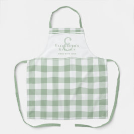 Delantal Personalizado Cocina Monograma Nombre Gingham Chec