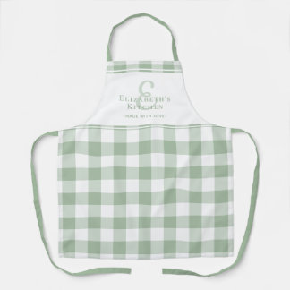 Delantal Personalizado Cocina Monograma Nombre Gingham Chec