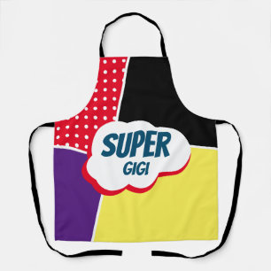 Delantal Personalizado cómico Super Gigi con morado y amari