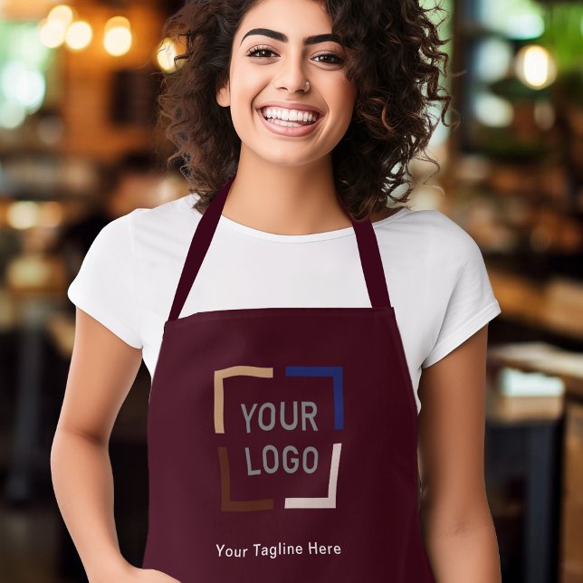 Delantal Personalizado Company Logo personalizado marsala r (Custom Company Logo personalized marsala red Apron)