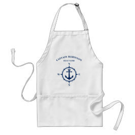 Delantal Personalizado compás Nautical Anchor Naval Azul y