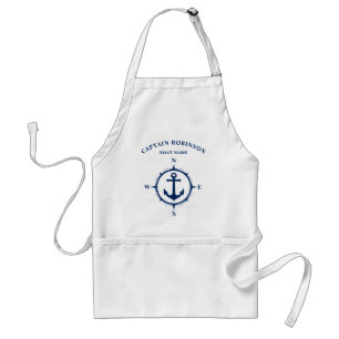 Delantal Personalizado compás Nautical Anchor Naval Azul y