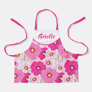 Delantal personalizado con estampado floral rosa p