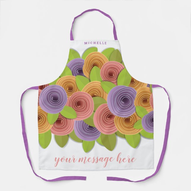 Delantal Personalizado con Letra Floral Moderno y  (Anverso)