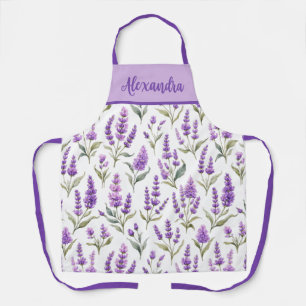 Delantal personalizado con nombre de salvia púrpur