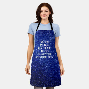 Delantal personalizado con purpurina azul para muj