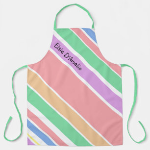 Delantal Personalizado con raya diagonal moderna pastel