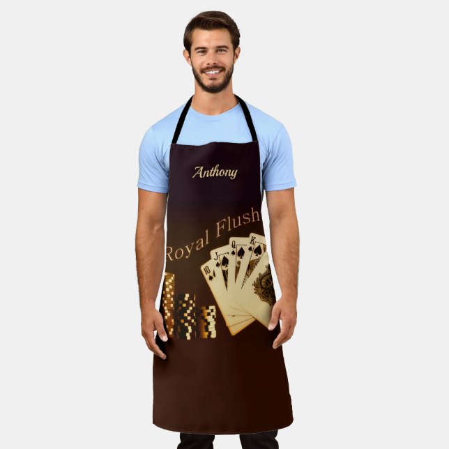 Delantal Personalizado con Tema de Póquer Royal Fl (Gastado)
