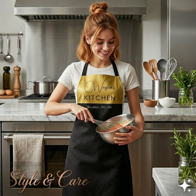 Delantal Personalizado con Texto Elegante para Uso (Personalized Stylish Custom Text Apron Kitchen Use)
