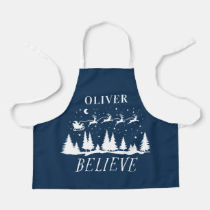 Delantal Personalizado Cree en Santa Trineo Navidad coincid