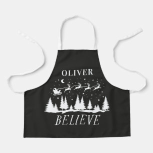 Delantal Personalizado Cree Trineo de Santa Navidad coincid