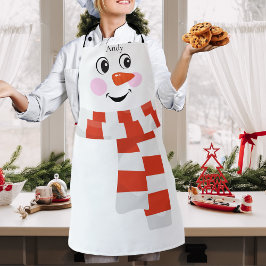Delantal Personalizado Cute Happy Sonriente Cara de Snowman