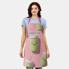 Delantal Personalizado Cute Kawaii Pastel Smoothie Matcha