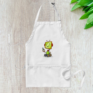Delantal Personalizado Cute Retro Robot Divertido AI Tech D
