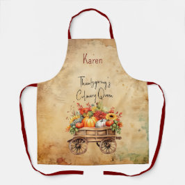 Delantal Personalizado de Acción de Gracias Reina Rústica A