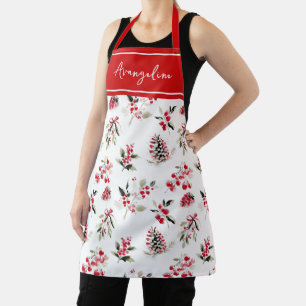 Delantal Personalizado de Acuarela Floral de Bayas