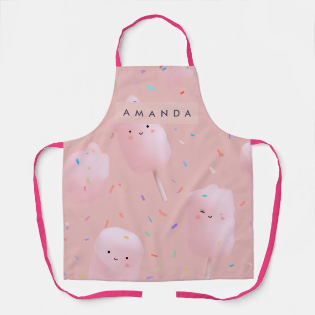 Delantal Personalizado de Algodón de Azúcar Rosa c (Anverso)