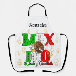 Delantal Personalizado de apellido del Emblem de México per