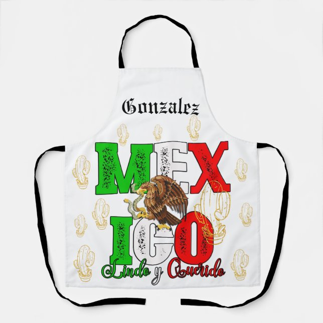 Delantal Personalizado de apellido del Emblem de México per (Anverso)